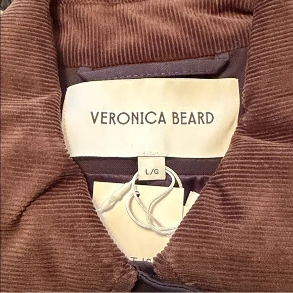 NWT Veronica Beard Arlen Corduroy Trim Barn Coat Navy Brown - Picture 11 of 12